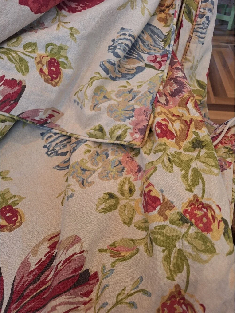 Pottery Barn RARE French Country Floral Duvet, KIng, Linen/cotton, 2 Shams.